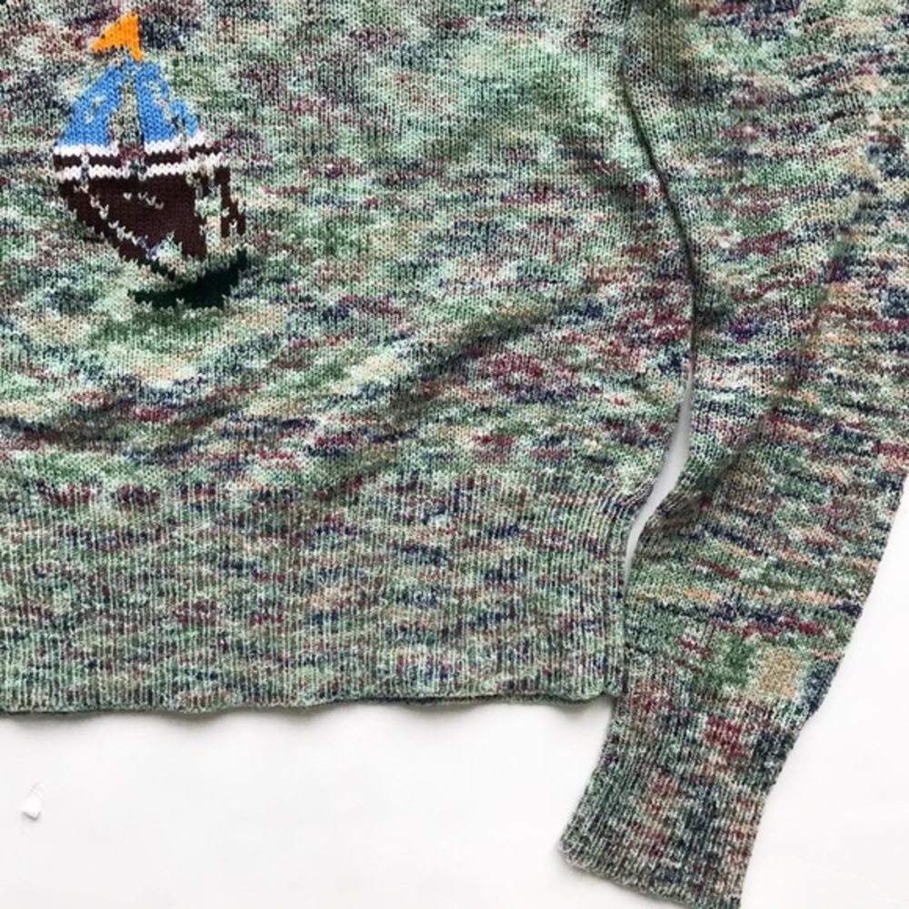 Vintage Lanval sailboat scene light knit turtle neck sweater EUC M(8Y) - Picture 4 of 9